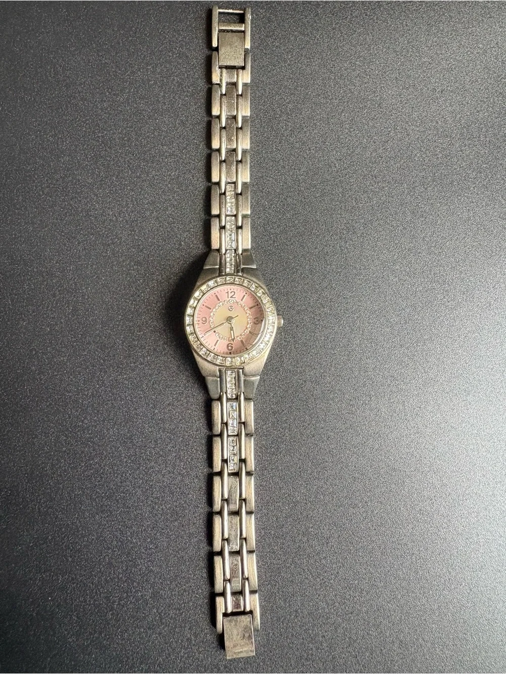 Women's Silver-Tone Bracelet Watch with Pink Dial